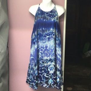 Sleeveless summer turquoise and blue dress